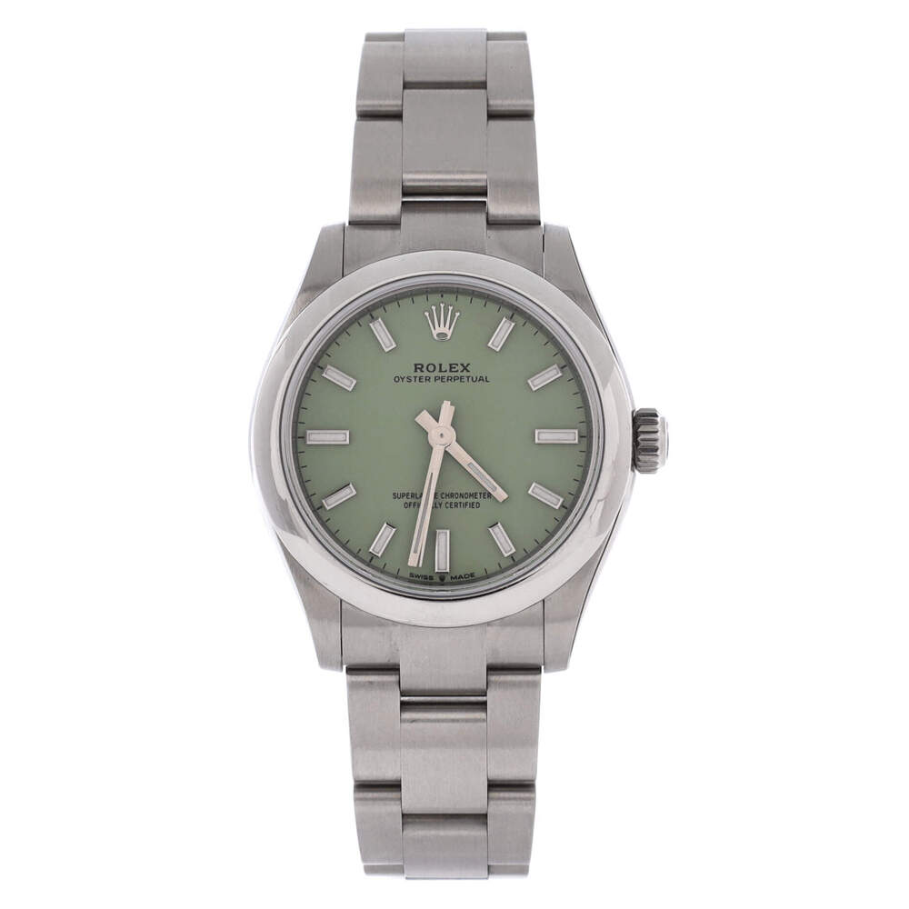 Rolex 31 Oyster Perpetual Pistachio Green Automatic Watch Stainless Steel
